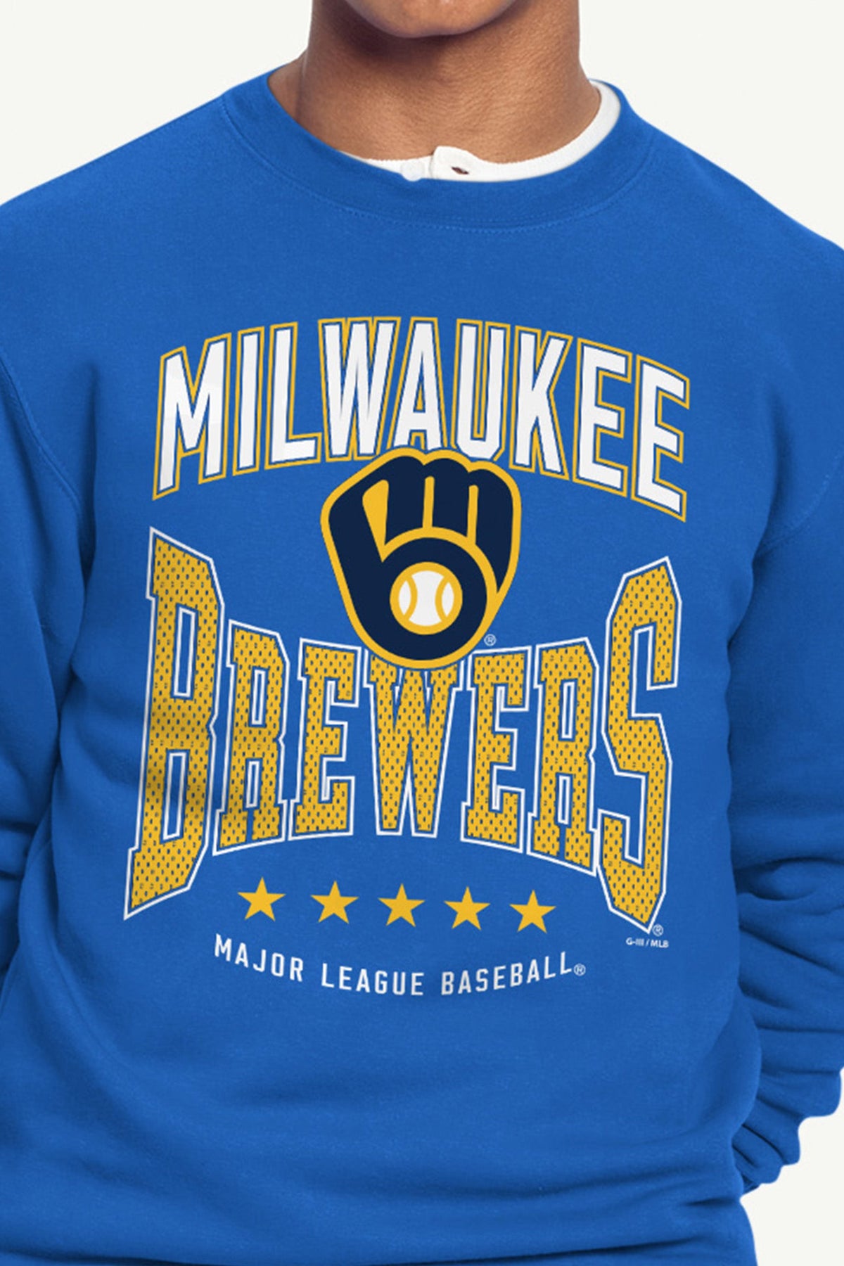 Starter MENS MILWAUKEE BREWERS CENTER SQUEEZE SWEATSHIRT