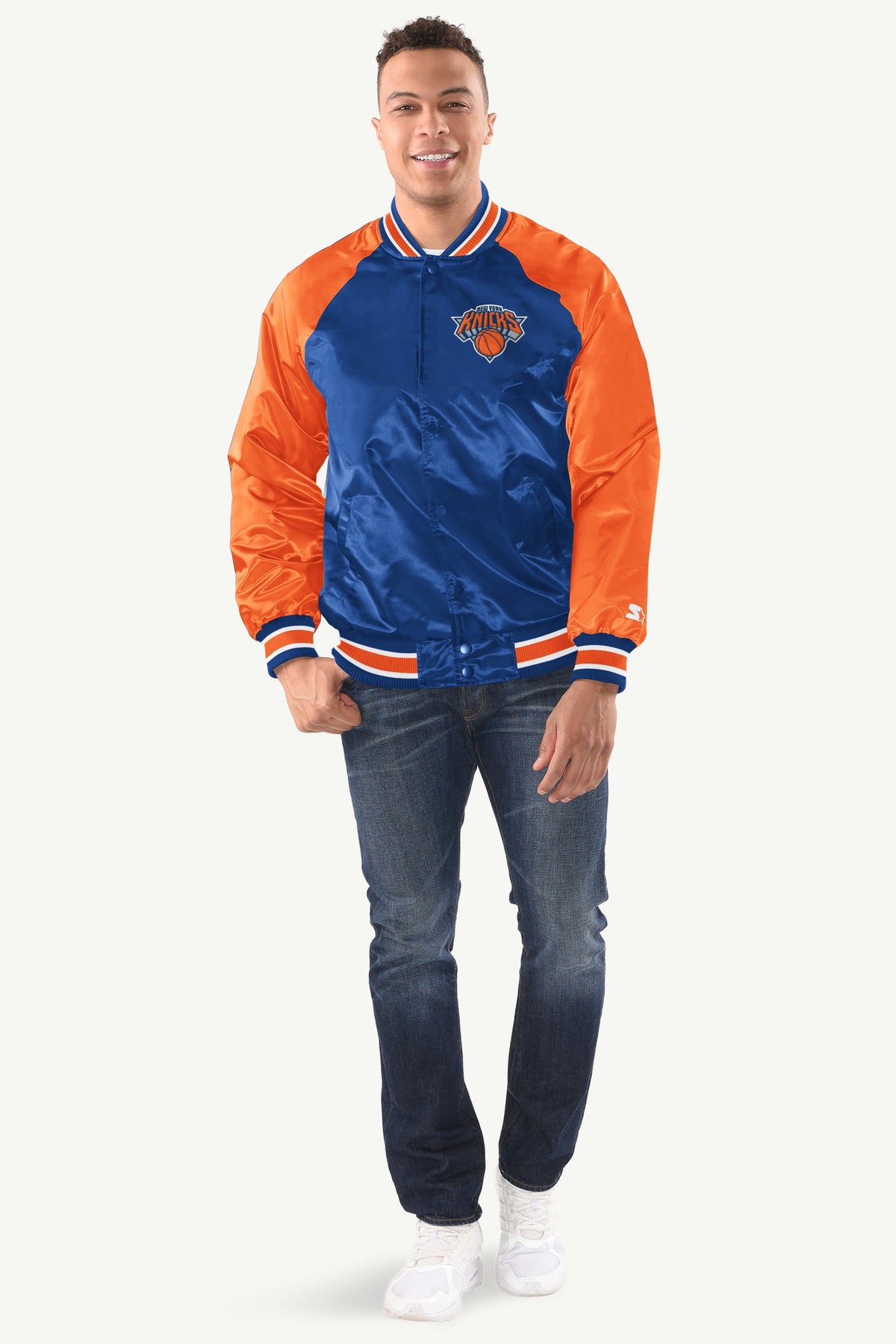 Starter MENS NEW YORK KNICKS INDUCTEE SATIN VARSITY JACKET