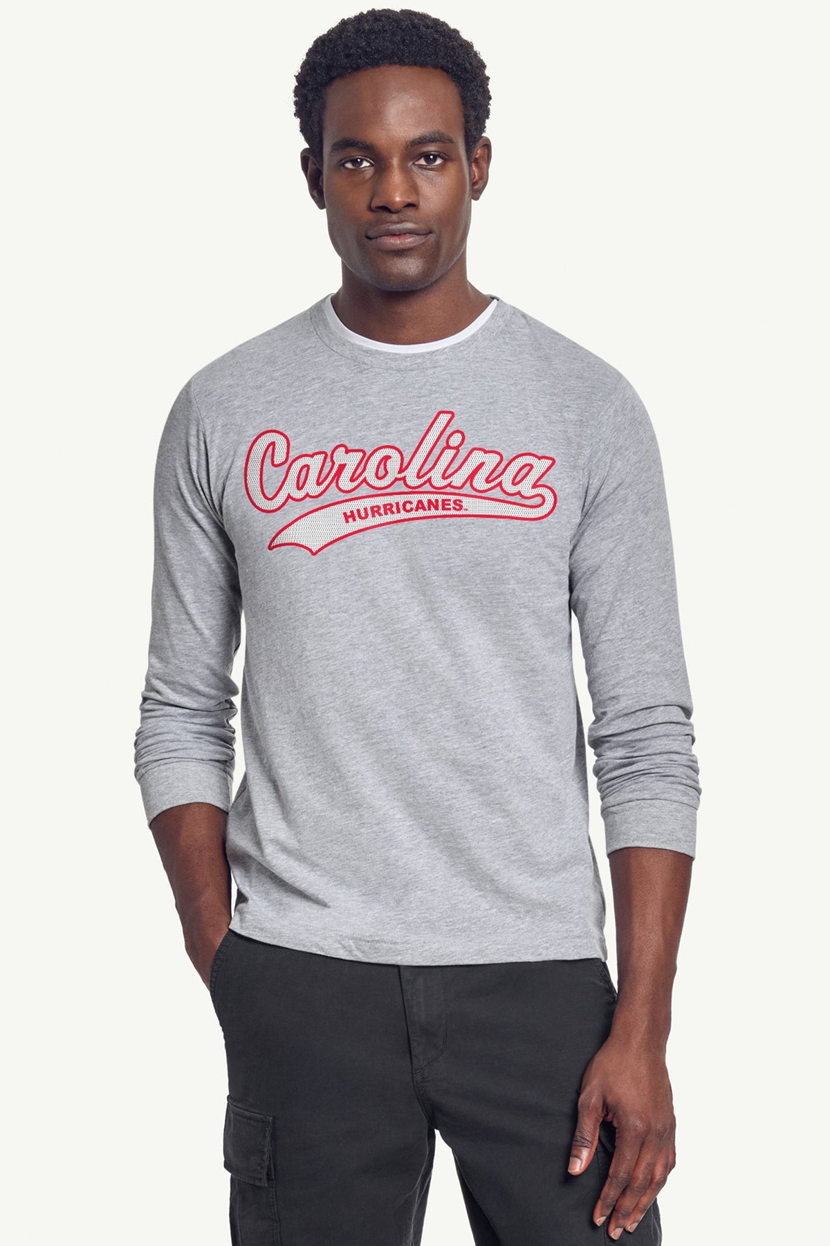 Starter MENS CAROLINA HURRICANES TAILSWEEP LONG SLEEVE T SHIRT