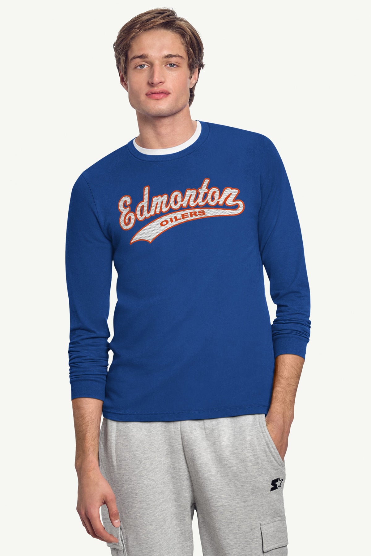 Starter MENS EDMONTON OILERS TAILSWEEP LONG SLEEVE T SHIRT