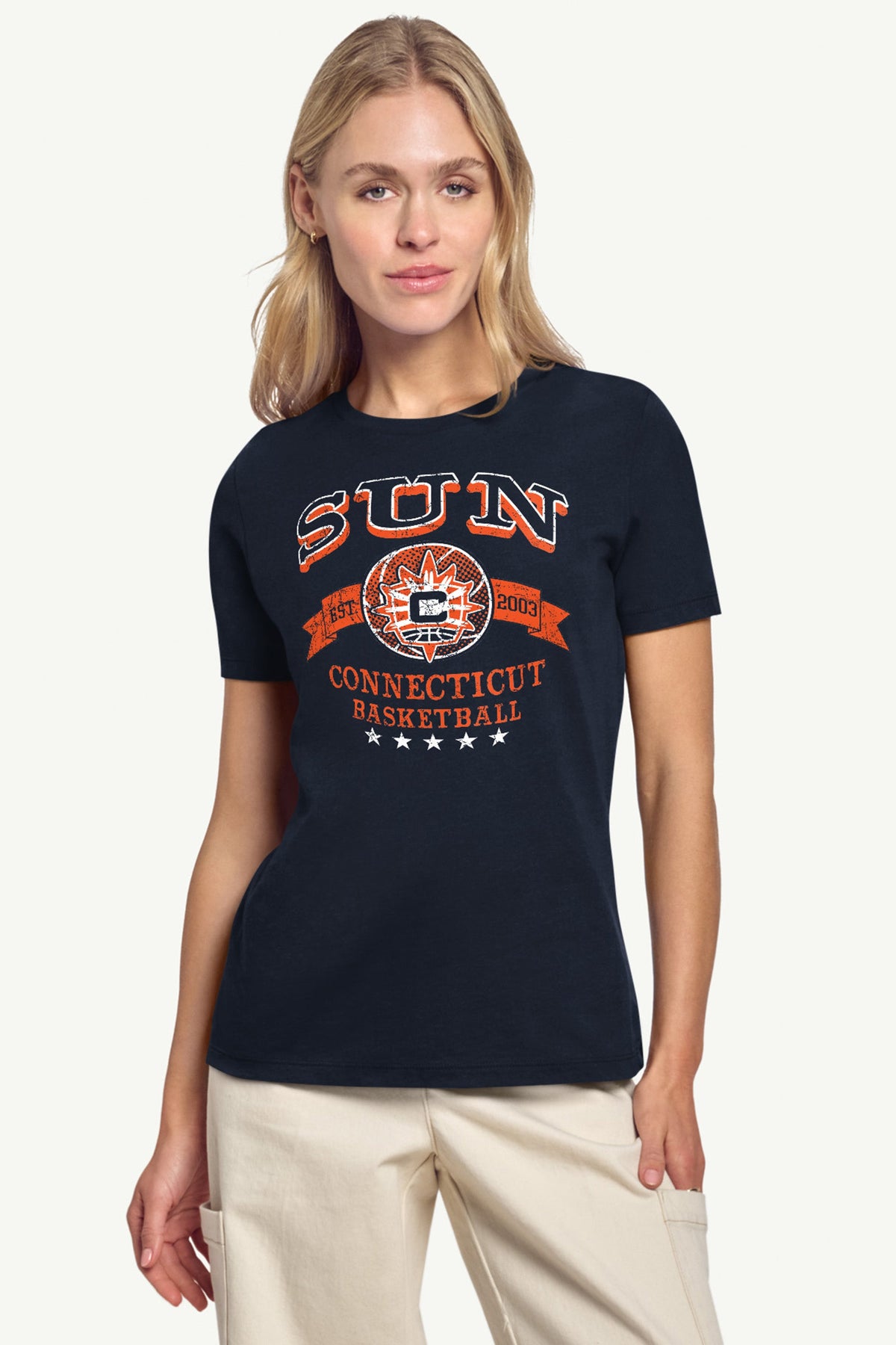 Starter WOMENS WNBA CONNECTICUT SUN BLEACHERS & BANNER T SHIRT