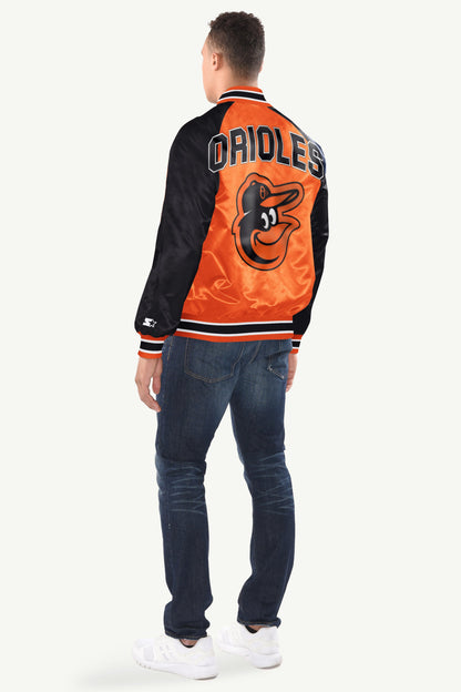 Starter MENS BALTIMORE ORIOLES INDUCTEE SATIN VARSITY JACKET