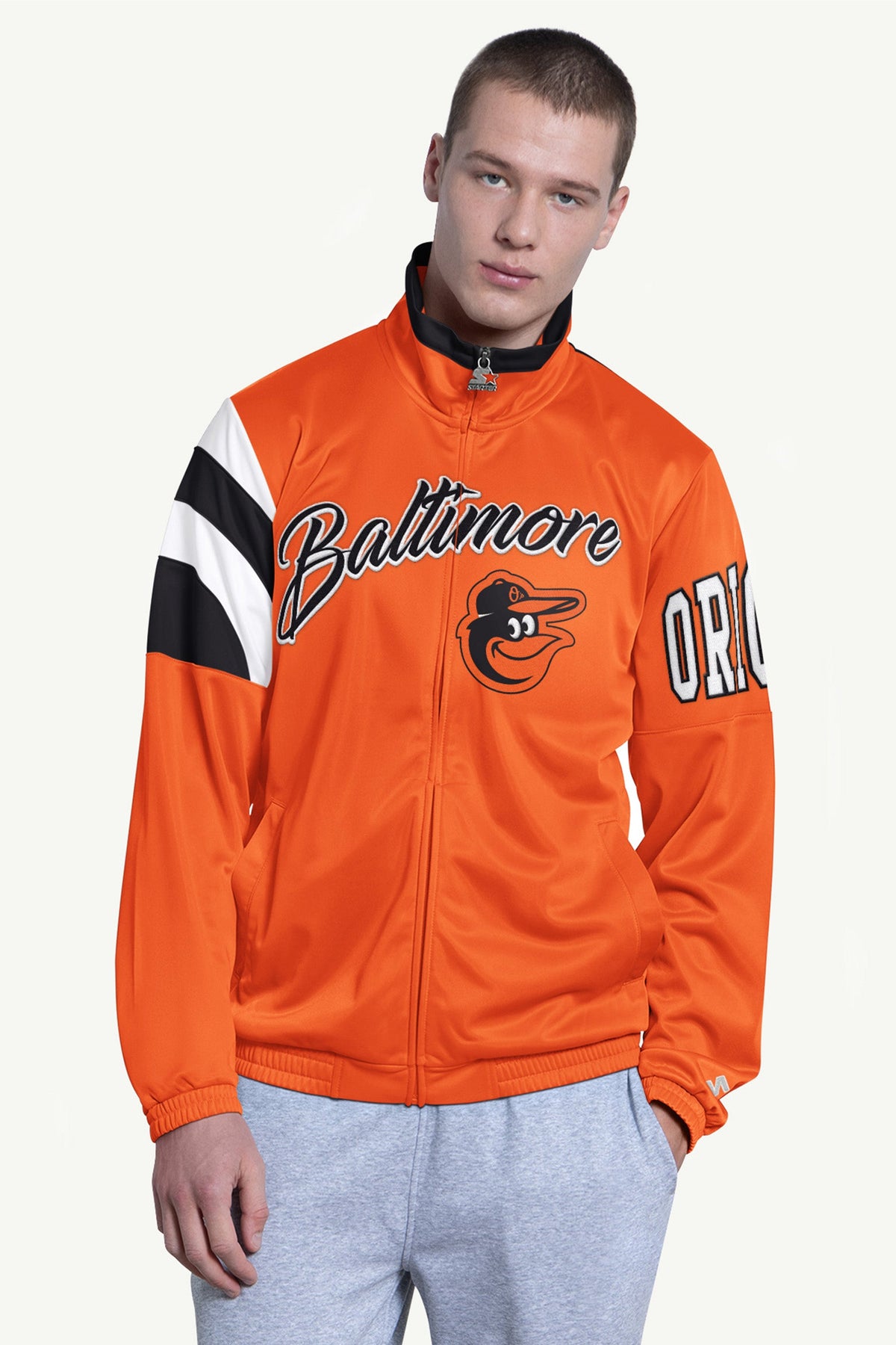Starter MENS BALTIMORE ORIOLES HERITAGE TRACK JACKET