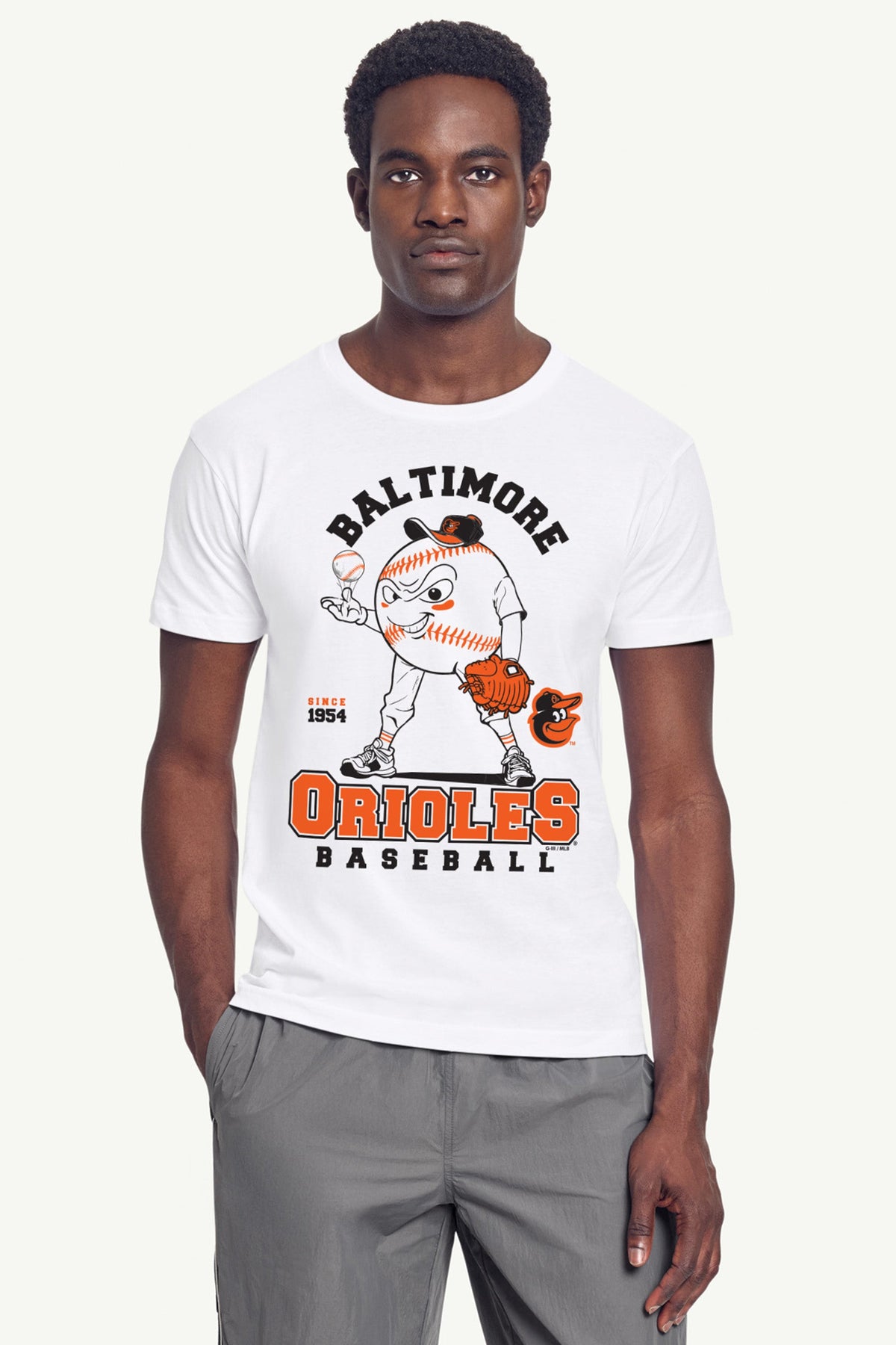 Starter MENS BALTIMORE ORIOLES BASEBALL CHARACTER SHORT SLEEVE T SHIRT