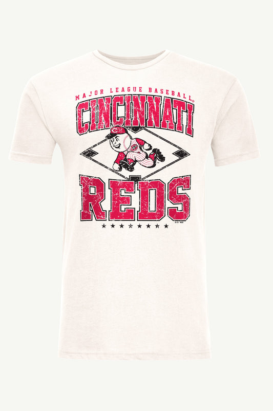 Starter MENS CINCINNATI REDS DISTRESSED COOPERSTOWN DIAMOND SHORT SLEEVE T SHIRT