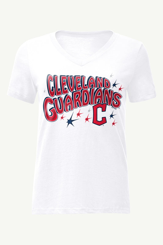 Starter WOMENS CLEVELAND GUARDIANS FIREWORKS V NECK T SHIRT