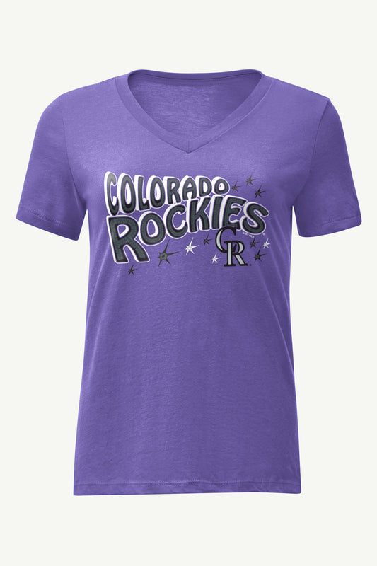 Starter WOMENS COLORADO ROCKIES FIREWORKS V NECK T SHIRT