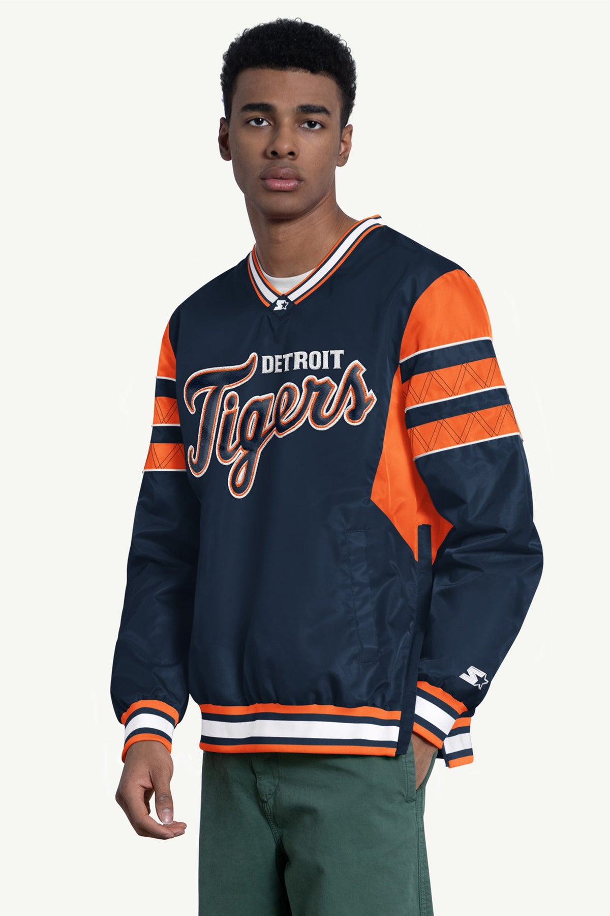 Starter MENS DETROIT TIGERS ENFORCER V-NECK PULLOVER JACKET