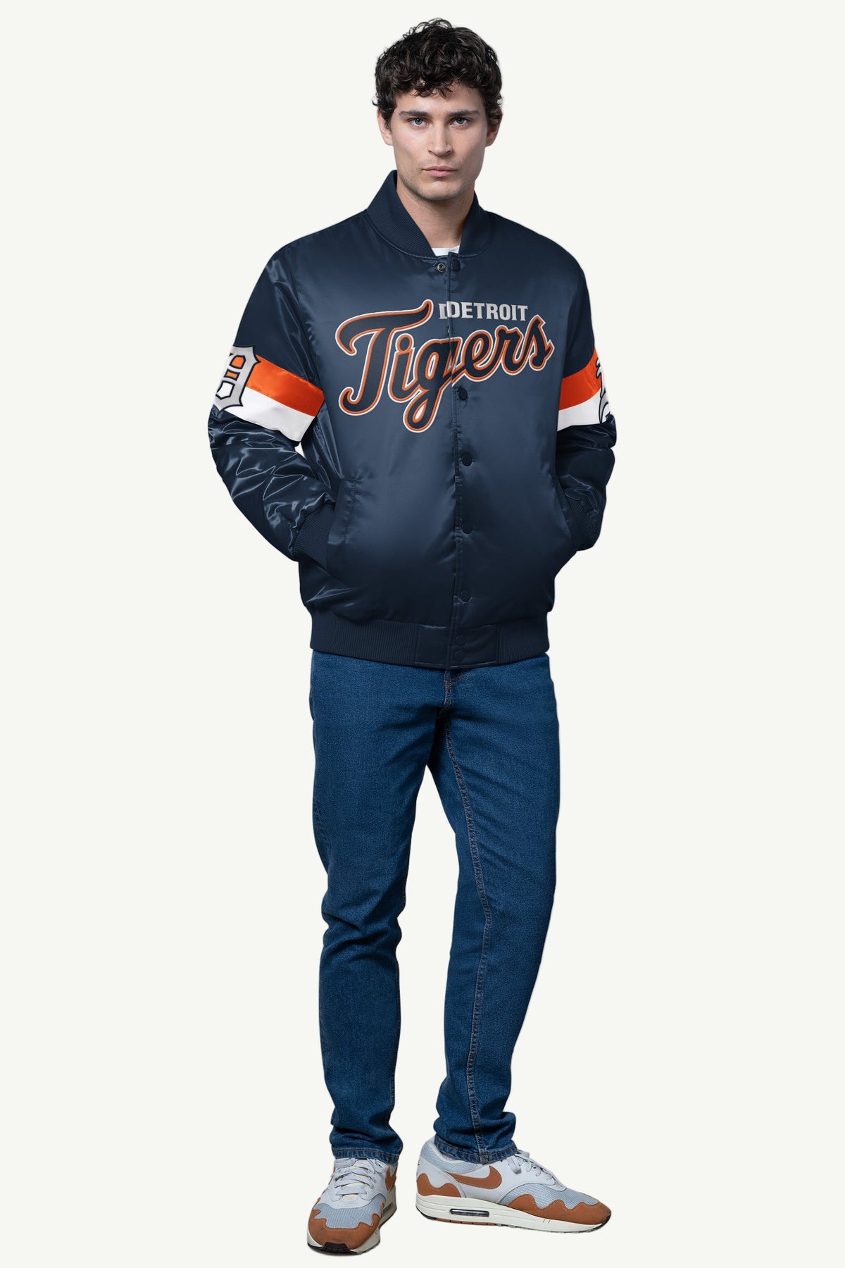 Starter MENS DETROIT TIGERS TRIPLE OPTION SATIN VARSITY JACKET