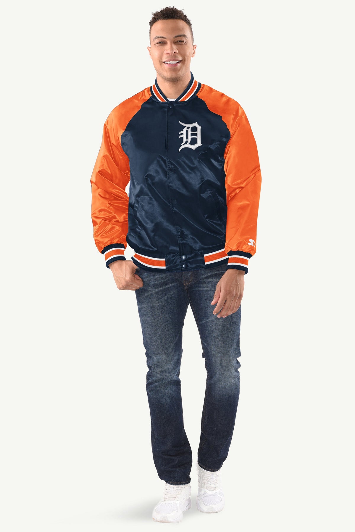 Starter MENS DETROIT TIGERS INDUCTEE SATIN VARSITY JACKET