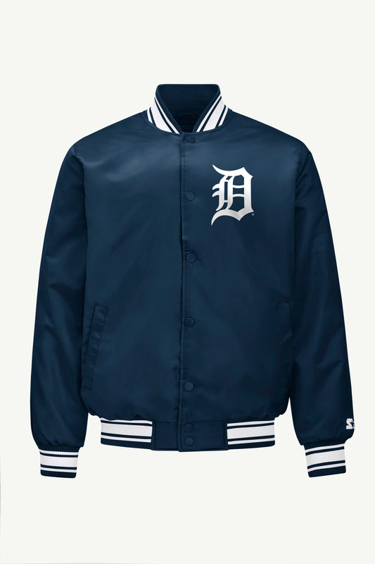 Starter MENS DETROIT TIGERS PRINTED HOMEPLATE SATIN VARSITY JACKET