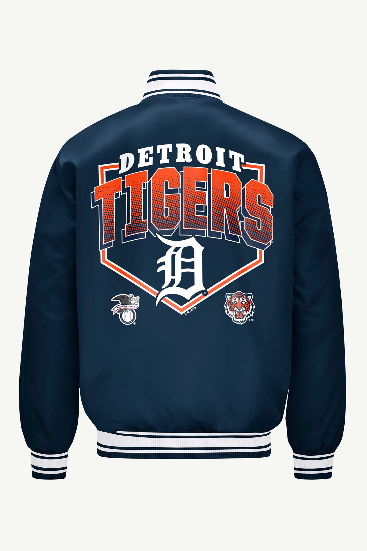 Starter MENS DETROIT TIGERS PRINTED HOMEPLATE SATIN VARSITY JACKET