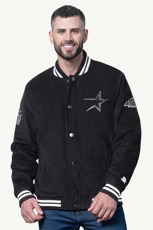 Starter MENS HOUSTON ASTROS BLACKOUT CORDUROY VARSITY JACKET