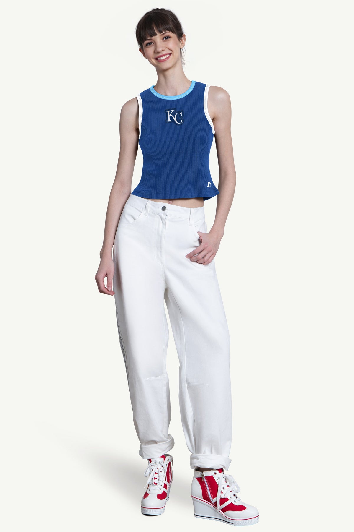 Starter WOMENS KANSAS CITY ROYALS PLAY THE BALL CROP TANK