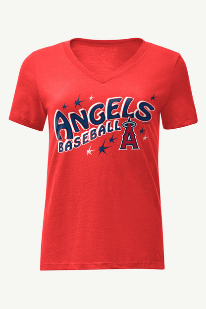 Starter WOMENS LOS ANGELES ANGELS FIREWORKS V NECK T SHIRT