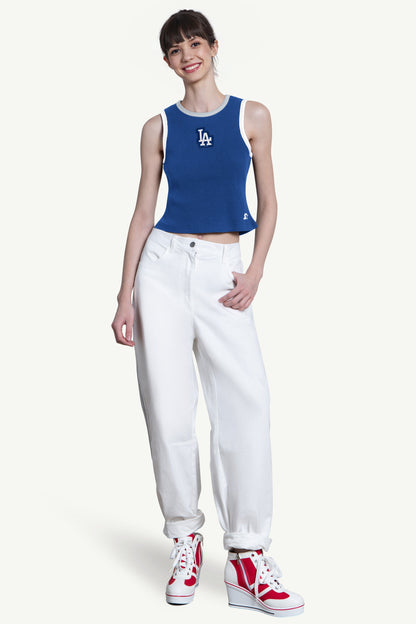 Starter WOMENS LOS ANGELES DODGERS PLAY THE BALL CROP TANK