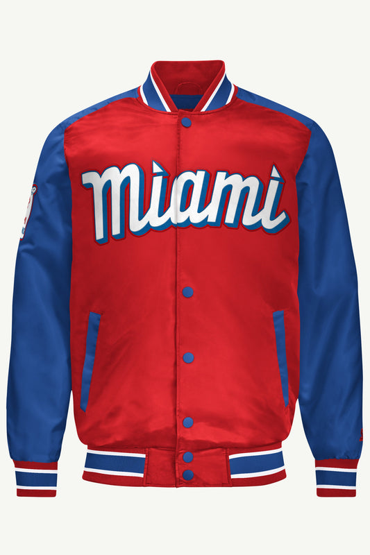 Starter MENS MIAMI MARLINS SATIN VARSITY JACKET