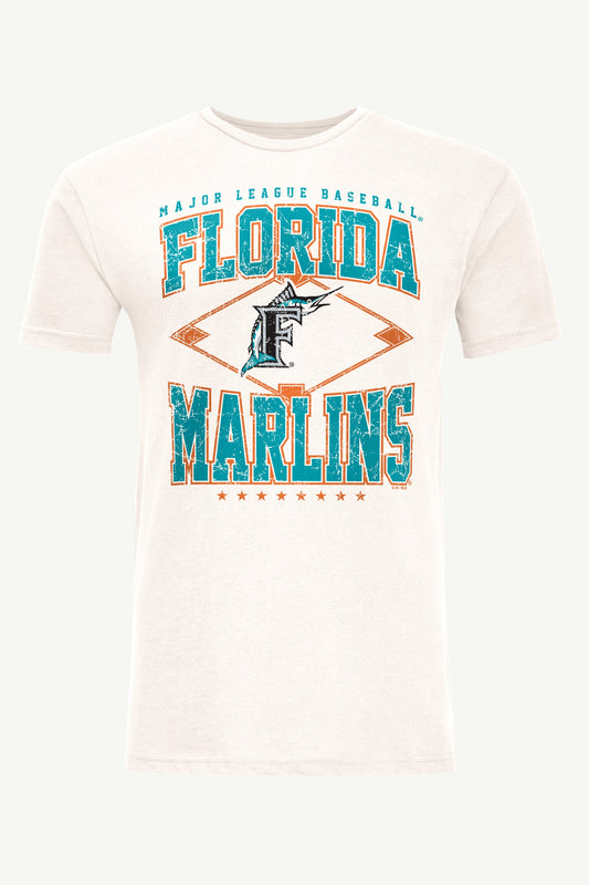 Starter MENS MIAMI MARLINS DISTRESSED COOPERSTOWN DIAMOND SHORT SLEEVE T SHIRT