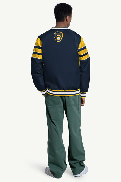 Starter MENS MILWAUKEE BREWERS ENFORCER V-NECK PULLOVER JACKET