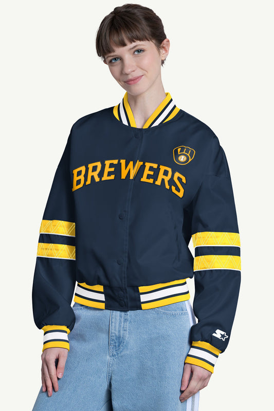 Starter WOMENS MILWAUKEE BREWERS INTERCEPTION VARSITY JACKET