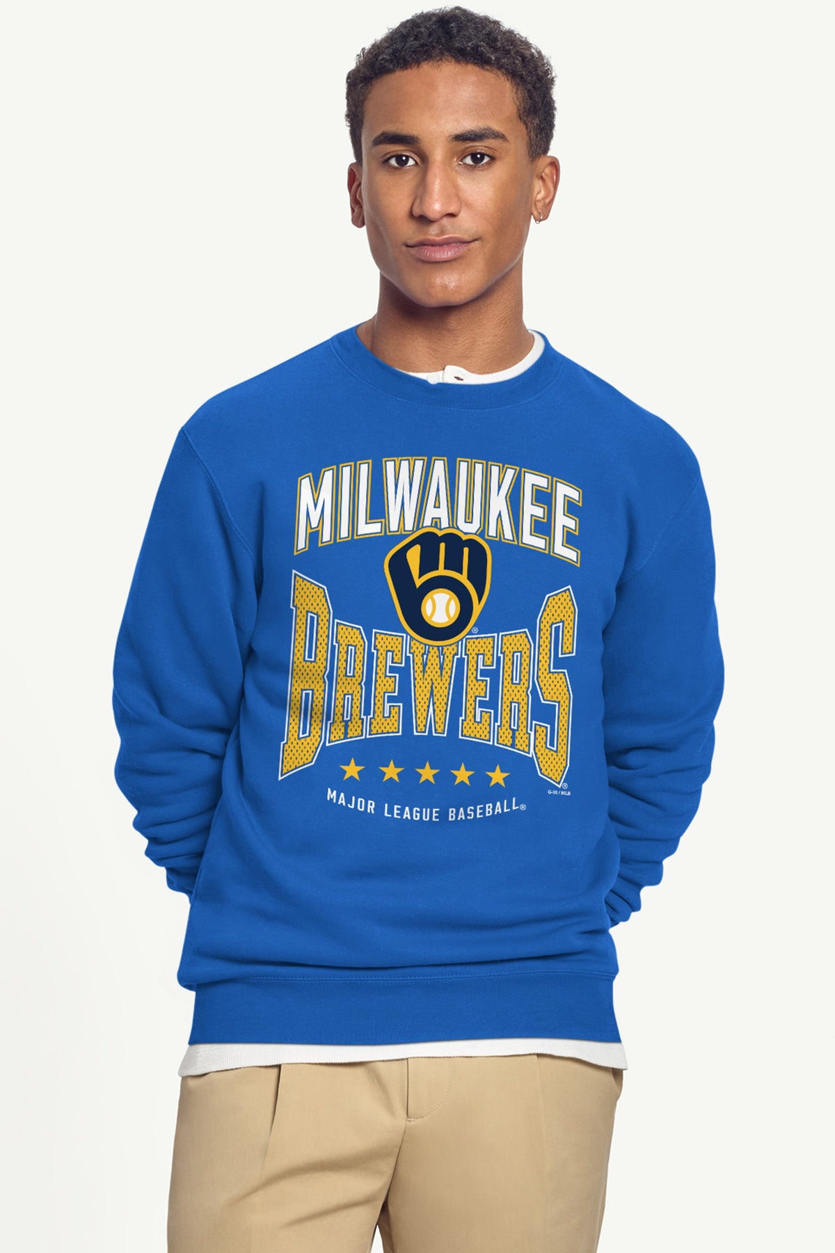 Starter MENS MILWAUKEE BREWERS CENTER SQUEEZE SWEATSHIRT