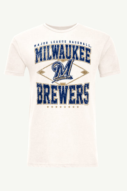 Starter MENS MILWAUKEE BREWERS DISTRESSED COOPERSTOWN DIAMOND SHORT SLEEVE T SHIRT