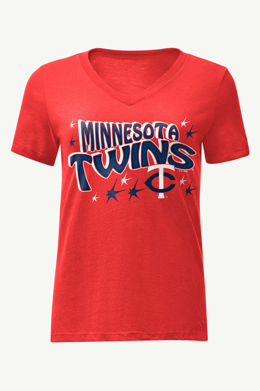 Starter WOMENS MINNESOTA TWINS FIREWORKS V NECK T SHIRT