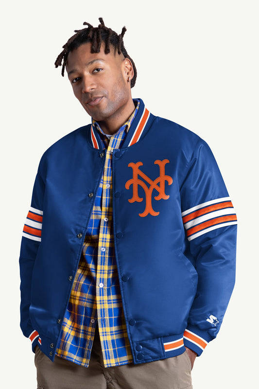 Starter MENS NEW YORK METS SATIN VARSITY JACKET