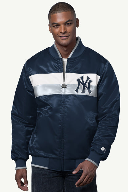 Starter MENS NEW YORK YANKEES AMBASSADOR SATIN VARSITY JACKET