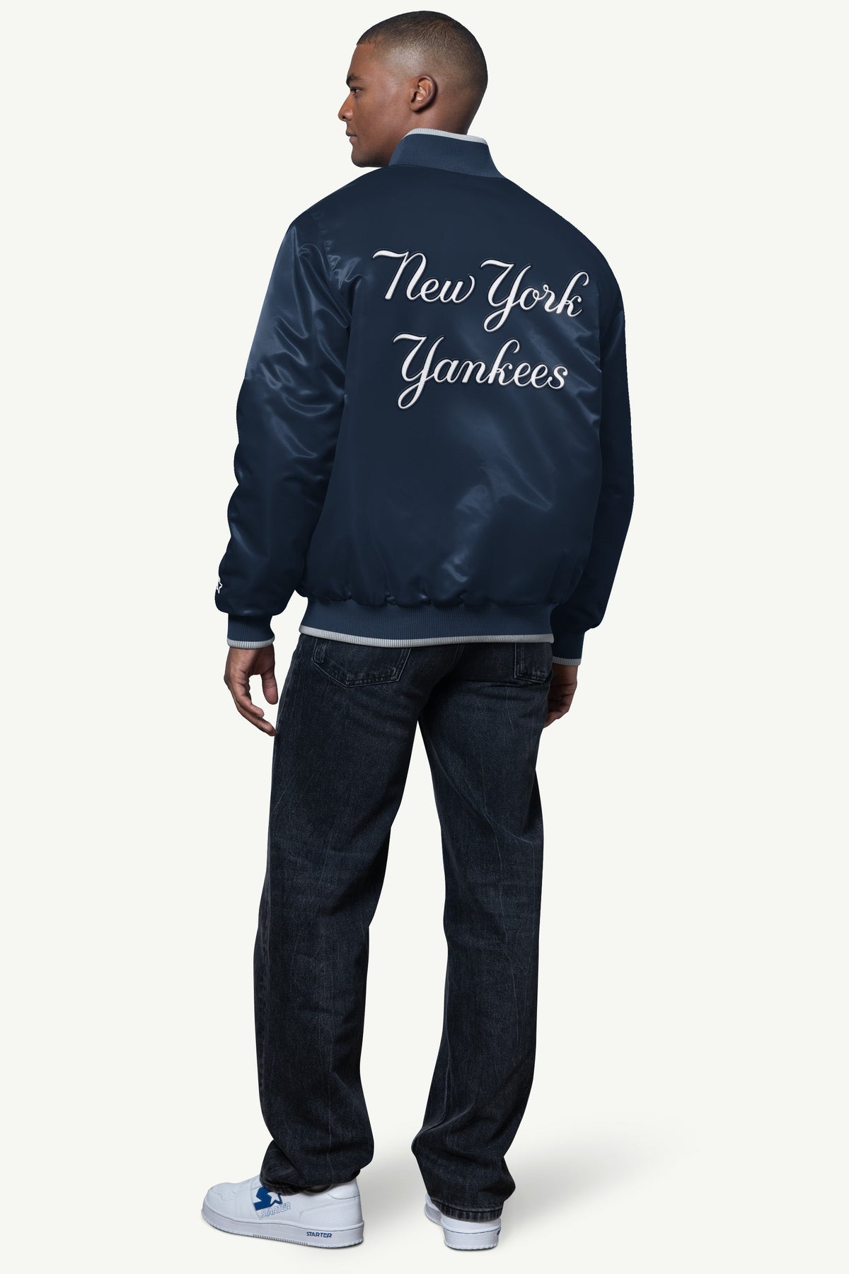 Starter MENS NEW YORK YANKEES AMBASSADOR SATIN VARSITY JACKET
