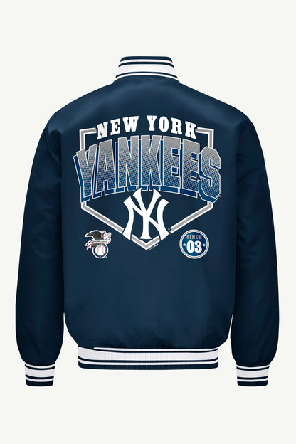 Starter MENS NEW YORK YANKEES PRINTED HOMEPLATE SATIN VARSITY JACKET