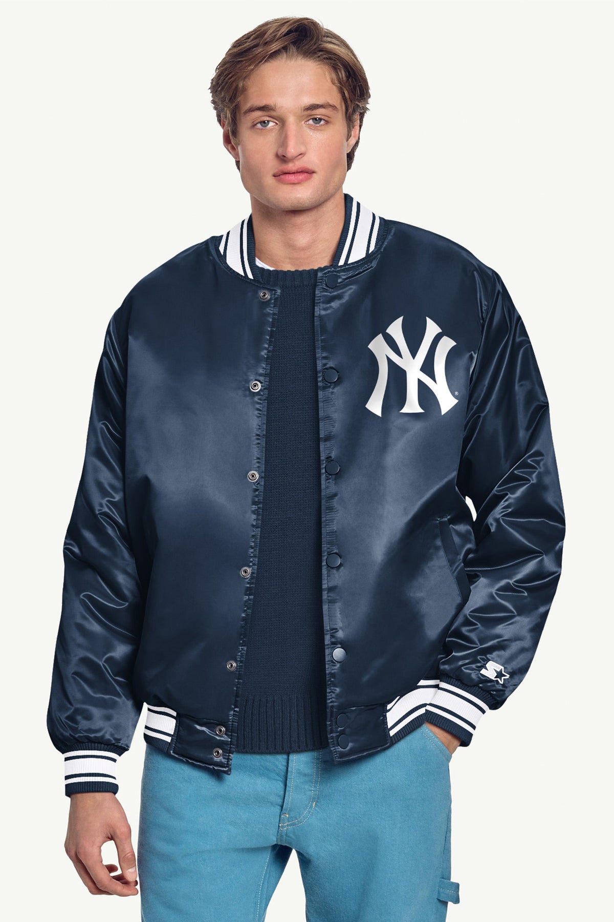 Starter MENS NEW YORK YANKEES PRINTED HOMEPLATE SATIN VARSITY JACKET