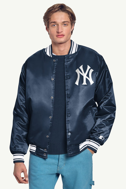 Starter MENS NEW YORK YANKEES PRINTED HOMEPLATE SATIN VARSITY JACKET