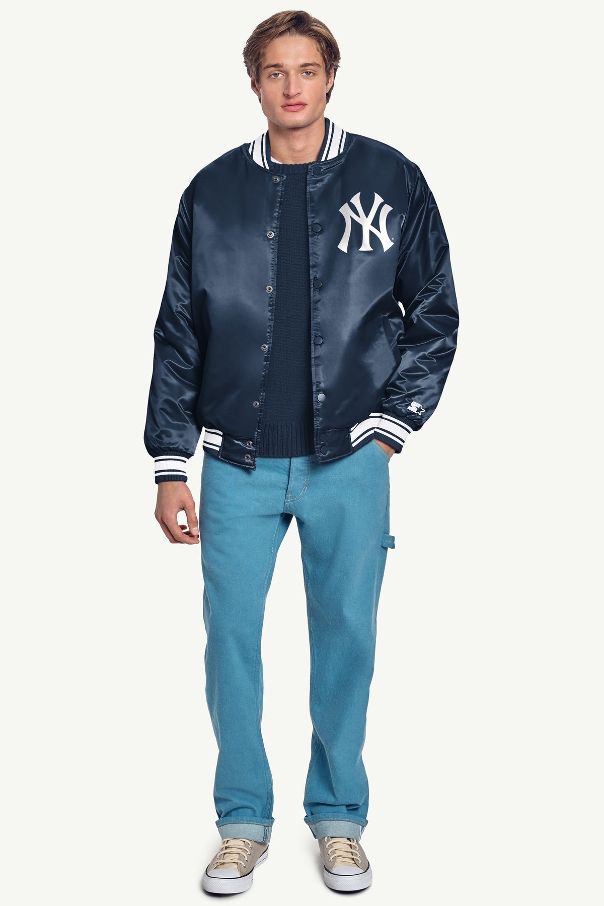 Starter MENS NEW YORK YANKEES PRINTED HOMEPLATE SATIN VARSITY JACKET
