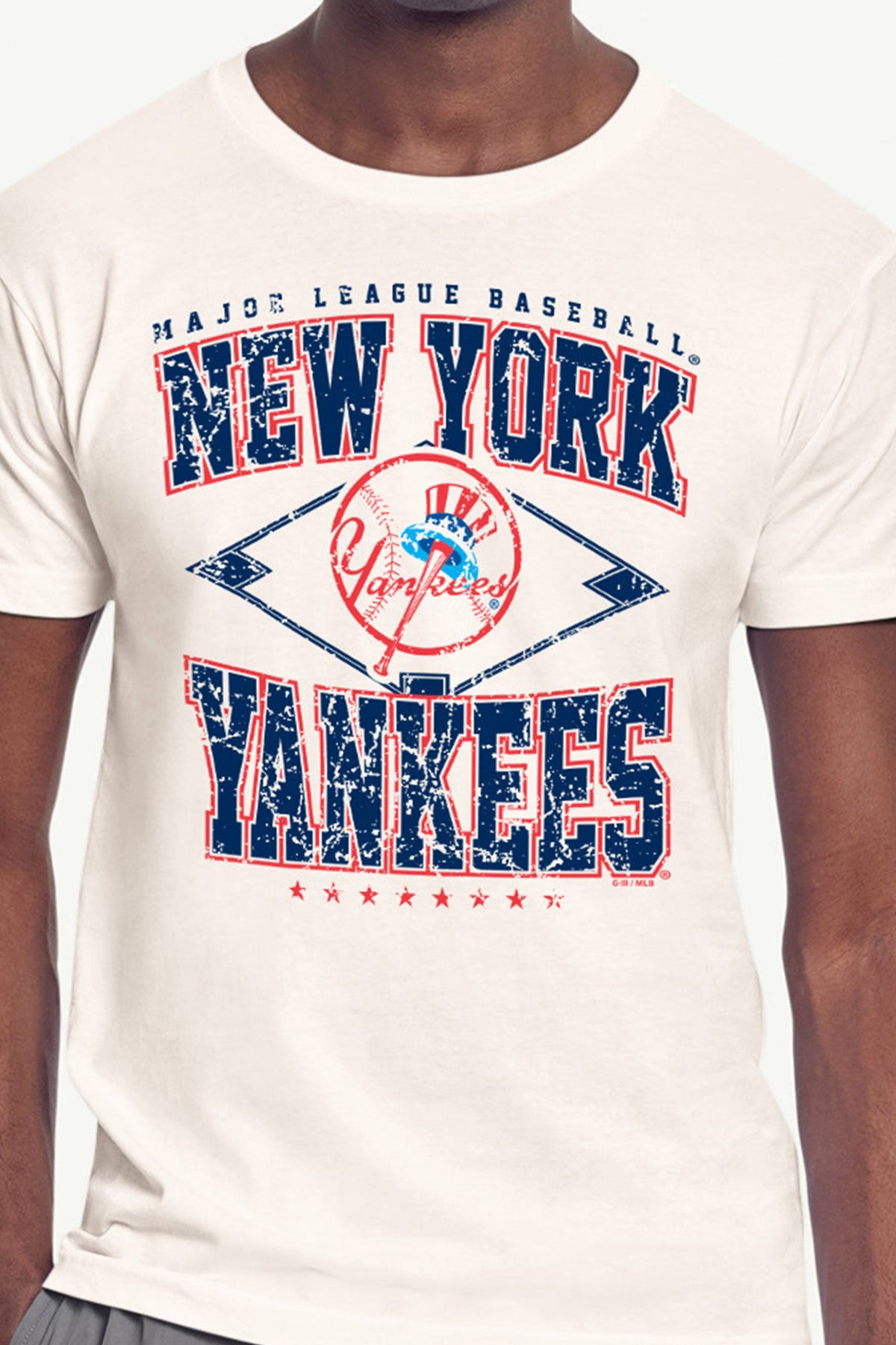 Starter MENS NEW YORK YANKEES DISTRESSED COOPERSTOWN DIAMOND SHORT SLEEVE T SHIRT