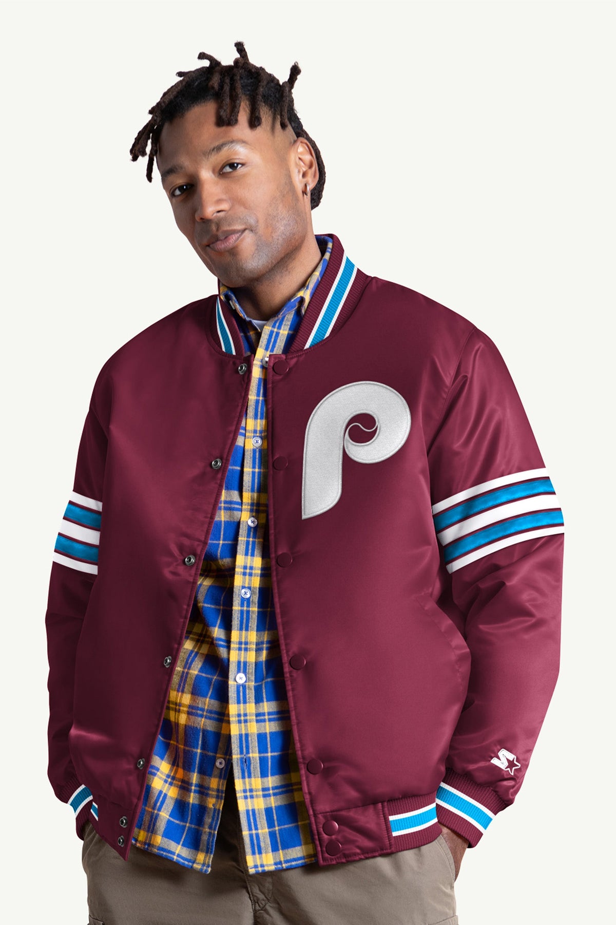 Starter MENS PHILADELPHIA PHILLIES SATIN VARSITY JACKET