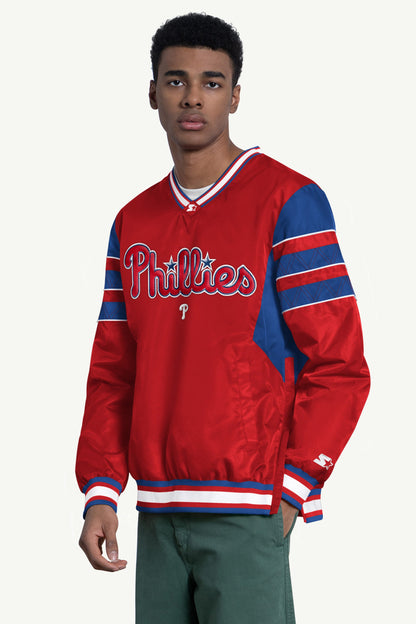 Starter MENS PHILADELPHIA PHILLIES ENFORCER V-NECK PULLOVER JACKET