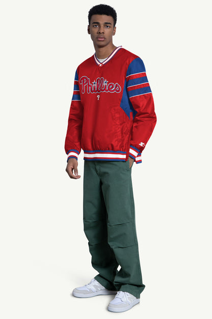 Starter MENS PHILADELPHIA PHILLIES ENFORCER V-NECK PULLOVER JACKET