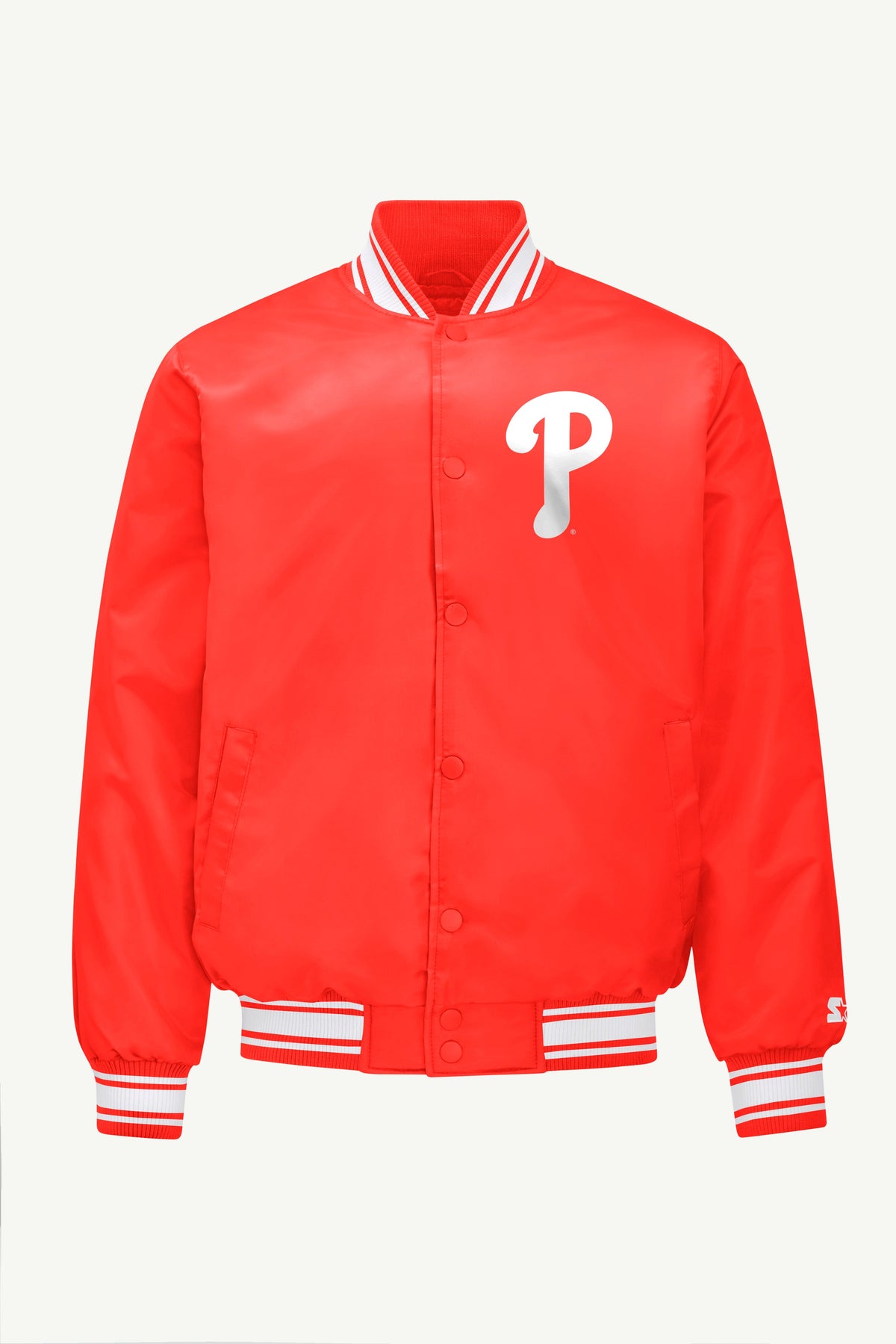 Starter MENS PHILADELPHIA PHILLIES PRINTED HOMEPLATE SATIN VARSITY JACKET