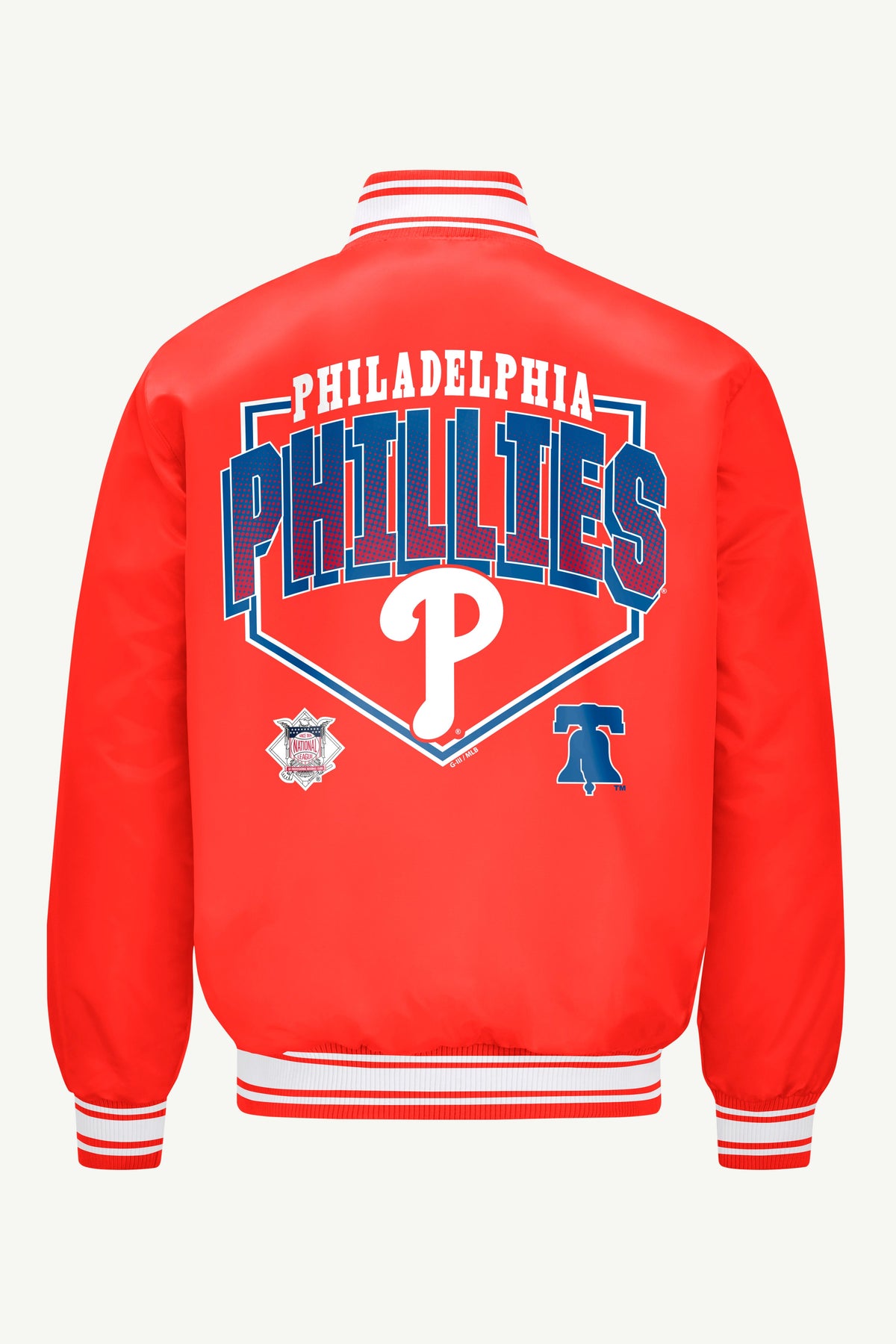 Starter MENS PHILADELPHIA PHILLIES PRINTED HOMEPLATE SATIN VARSITY JACKET