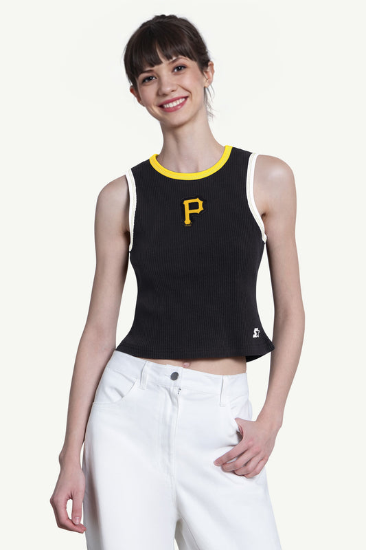 Starter WOMENS PITTSBURGH PIRATES PLAY THE BALL CROP TANK