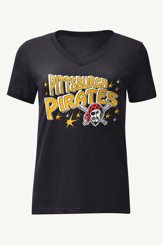 Starter WOMENS PITTSBURGH PIRATES FIREWORKS V NECK T SHIRT