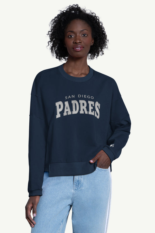 Starter WOMENS SAN DIEGO PADRES CREW NECK SWEATSHIRT