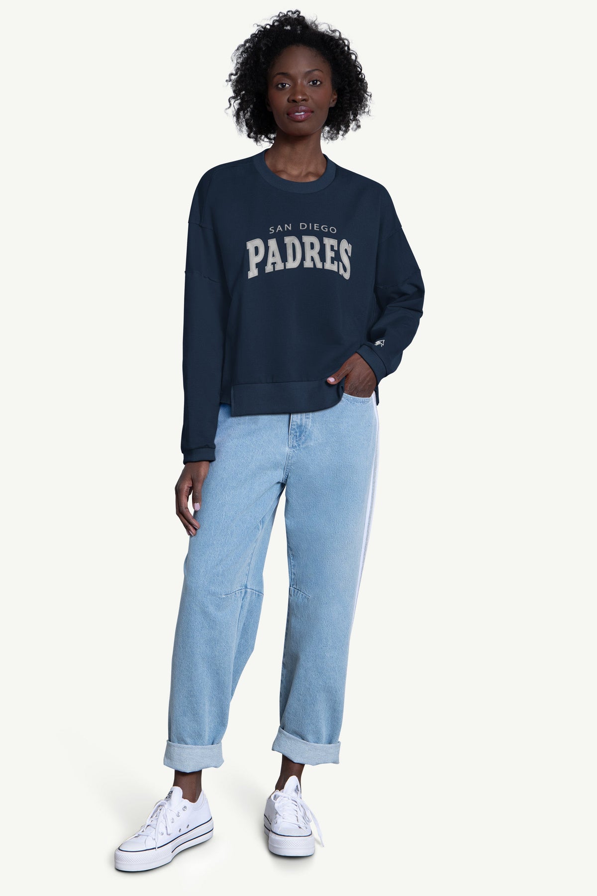 Starter WOMENS SAN DIEGO PADRES CREW NECK SWEATSHIRT