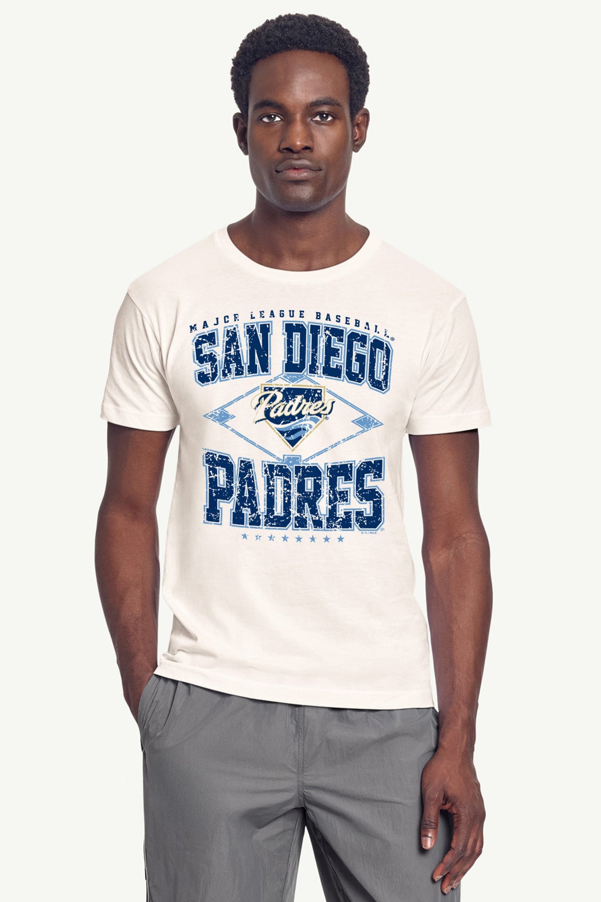 Starter MENS SAN DIEGO PADRES DISTRESSED COOPERSTOWN DIAMOND SHORT SLEEVE T SHIRT