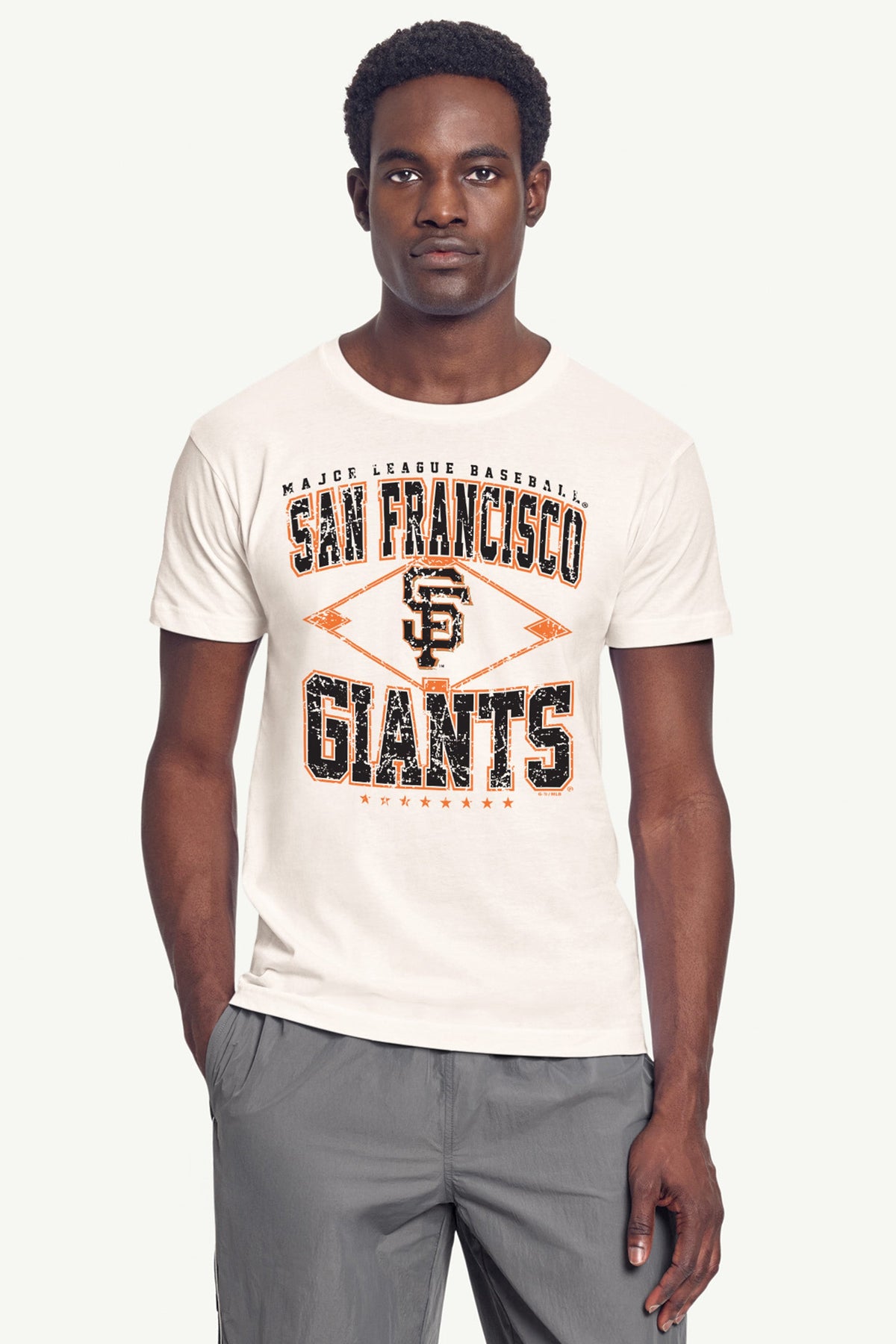 Starter MENS SAN FRANCISCO GIANTS DISTRESSED COOPERSTOWN DIAMOND SHORT SLEEVE T SHIRT