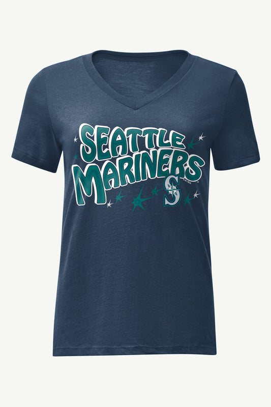 Starter WOMENS SEATTLE MARINERS FIREWORKS V NECK T SHIRT