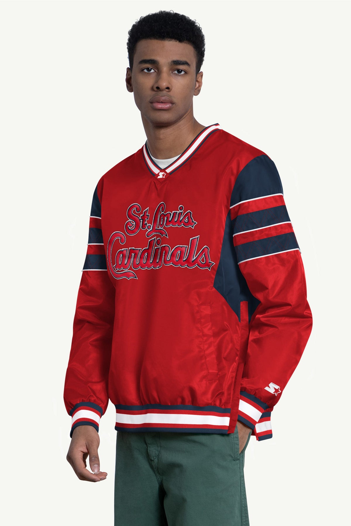 Starter MENS ST LOUIS CARDINALS ENFORCER V-NECK PULLOVER JACKET