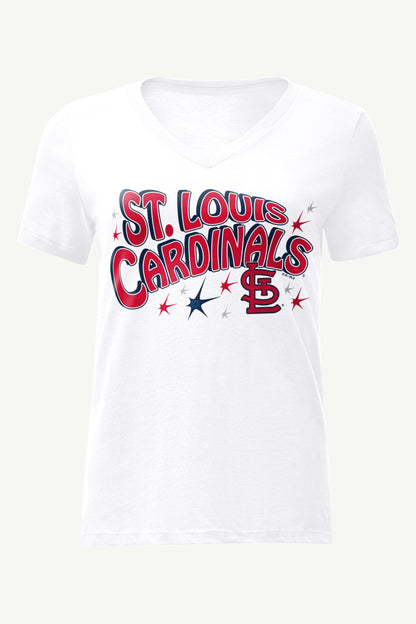 Starter WOMENS ST LOUIS CARDINALS FIREWORKS V NECK T SHIRT