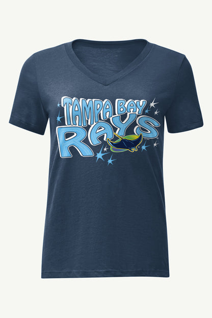 Starter WOMENS TAMPA BAY RAYS FIREWORKS V NECK T SHIRT